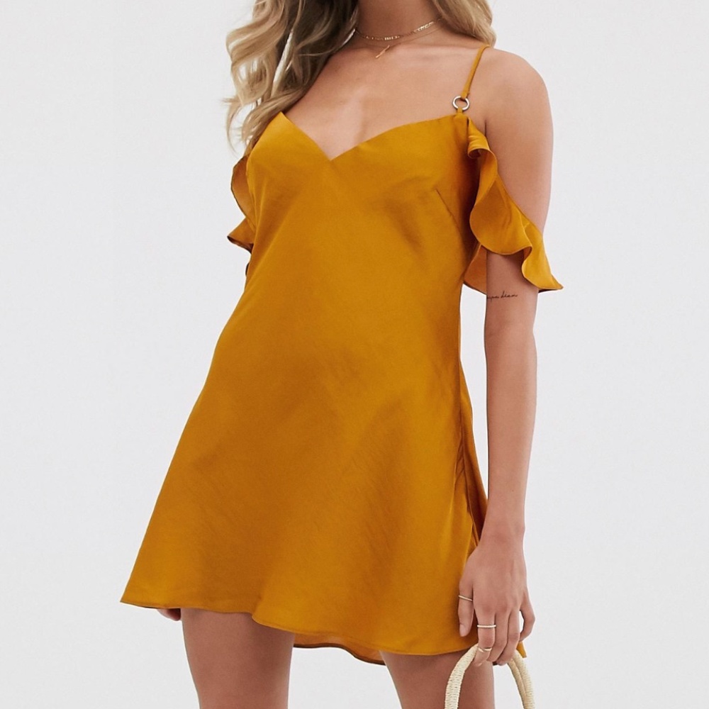 Free People Silky Cold Shoulder Fluttery Mini Slip